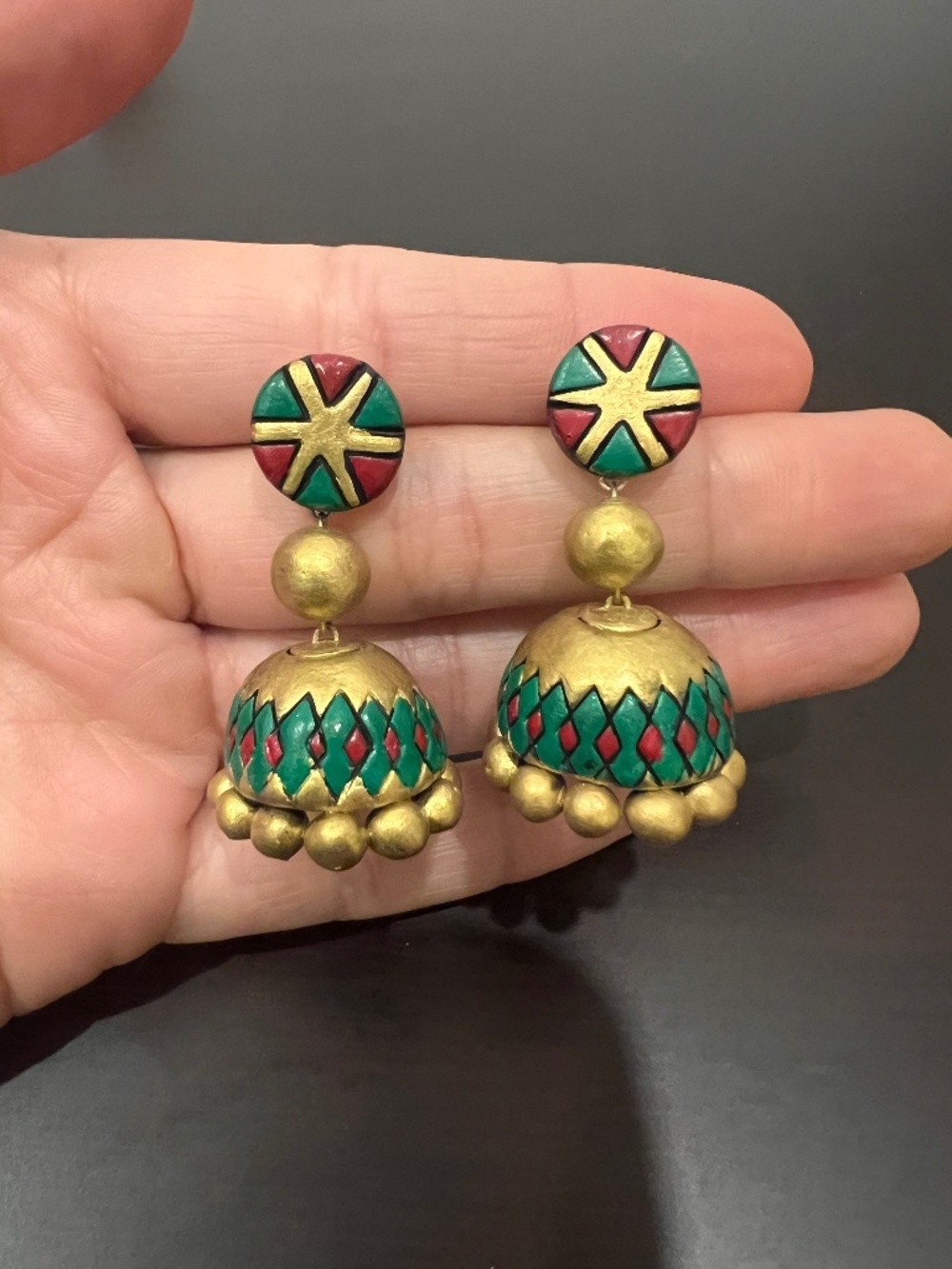 Terracotta clay jhumka earrings